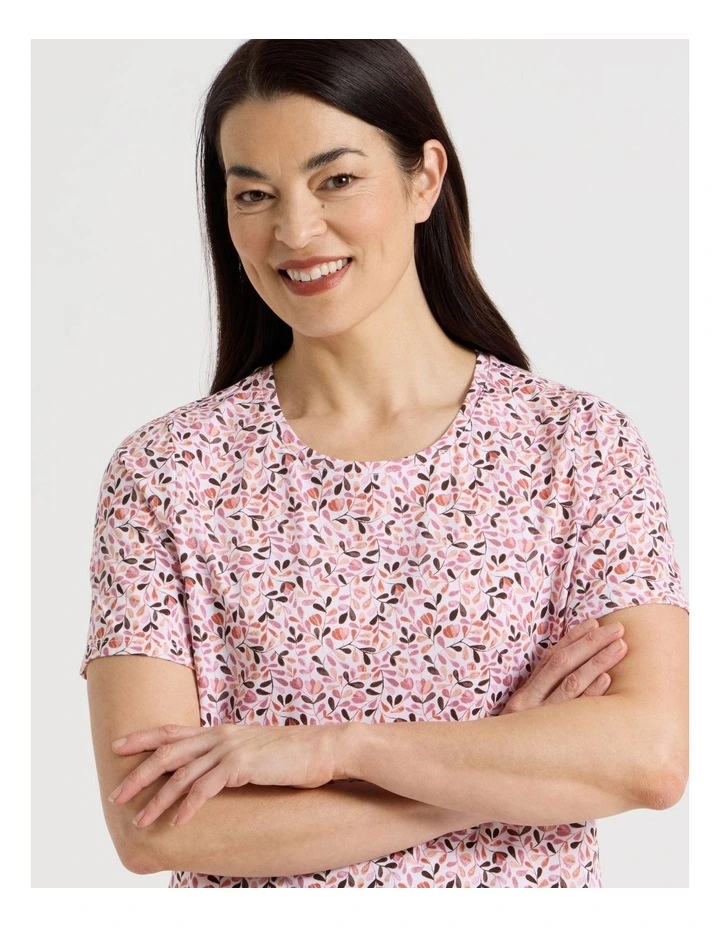 Wardrobe Staple Short Sleeve Tee in Pink/Nutmeg Ditsy Floral image 2