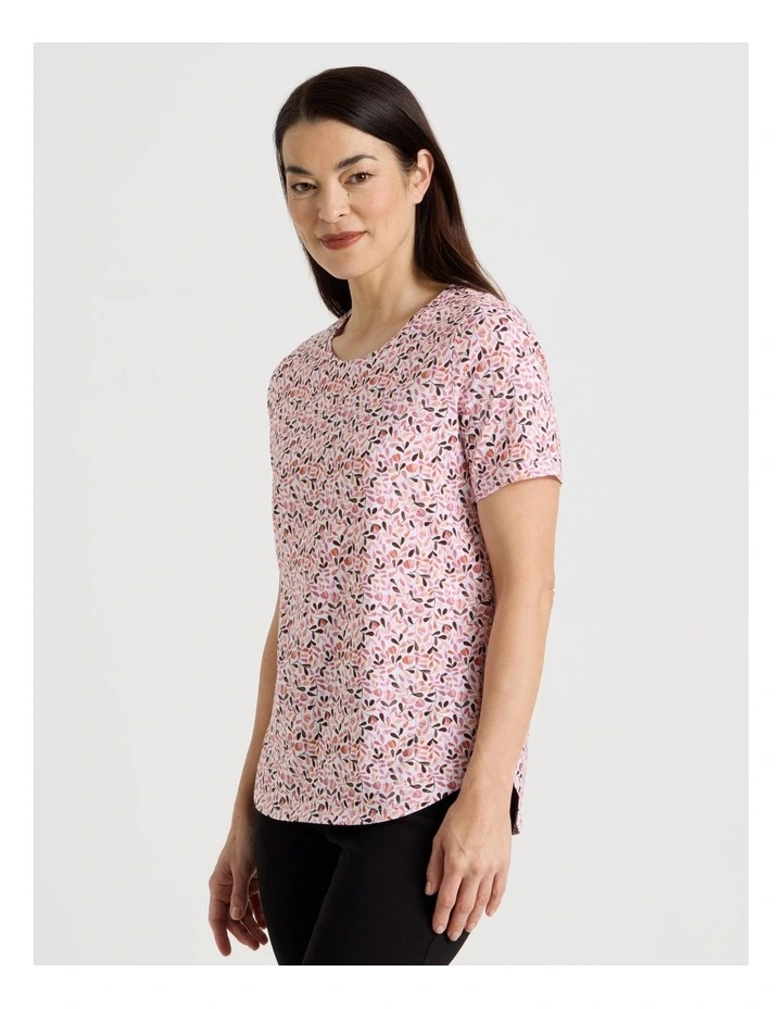 Wardrobe Staple Short Sleeve Tee in Pink/Nutmeg Ditsy Floral image 4