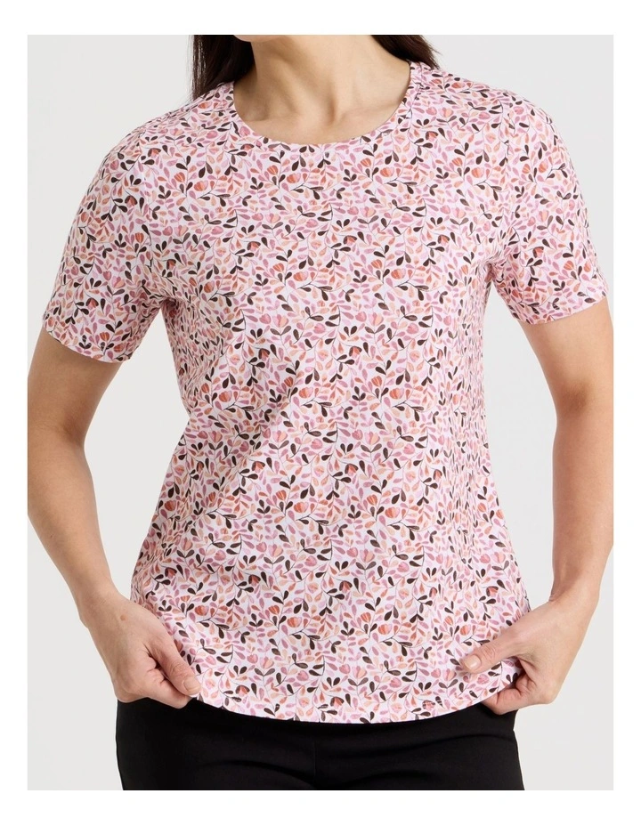 Wardrobe Staple Short Sleeve Tee in Pink/Nutmeg Ditsy Floral image 7