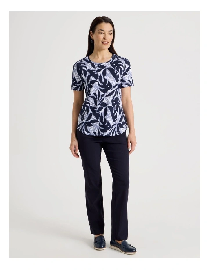 Wardrobe Staple Short Sleeve Tee in Blues/White Tropical Print image 2