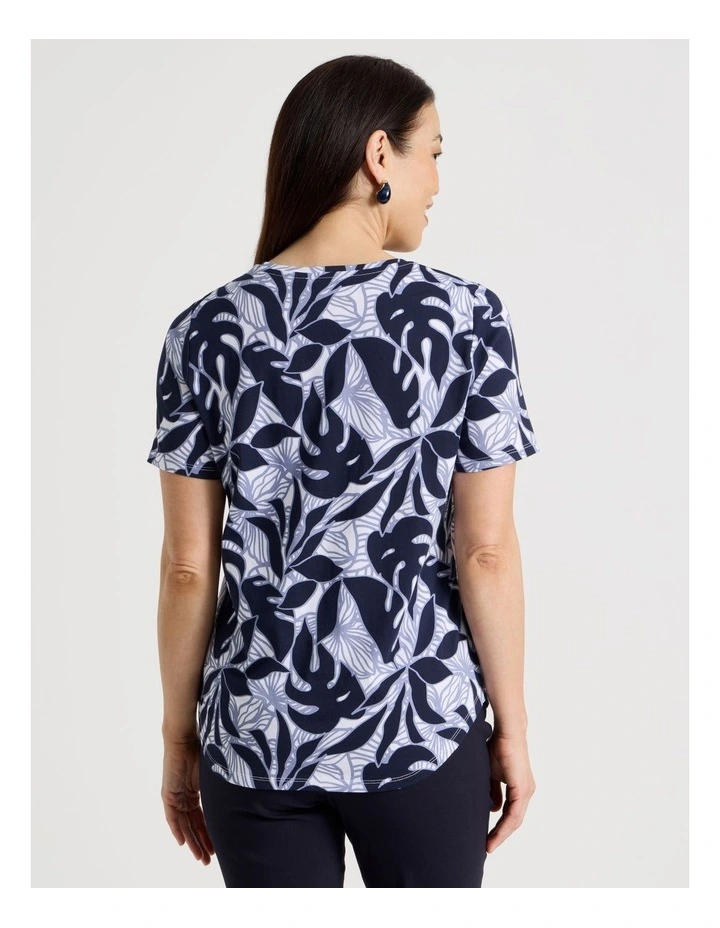 Wardrobe Staple Short Sleeve Tee in Blues/White Tropical Print image 5