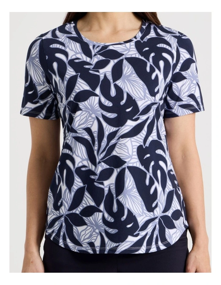 Wardrobe Staple Short Sleeve Tee in Blues/White Tropical Print image 6