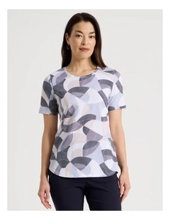 Wardrobe Staple Short Sleeve Tee in Blues/Navy/Stone/White Large Abstract
