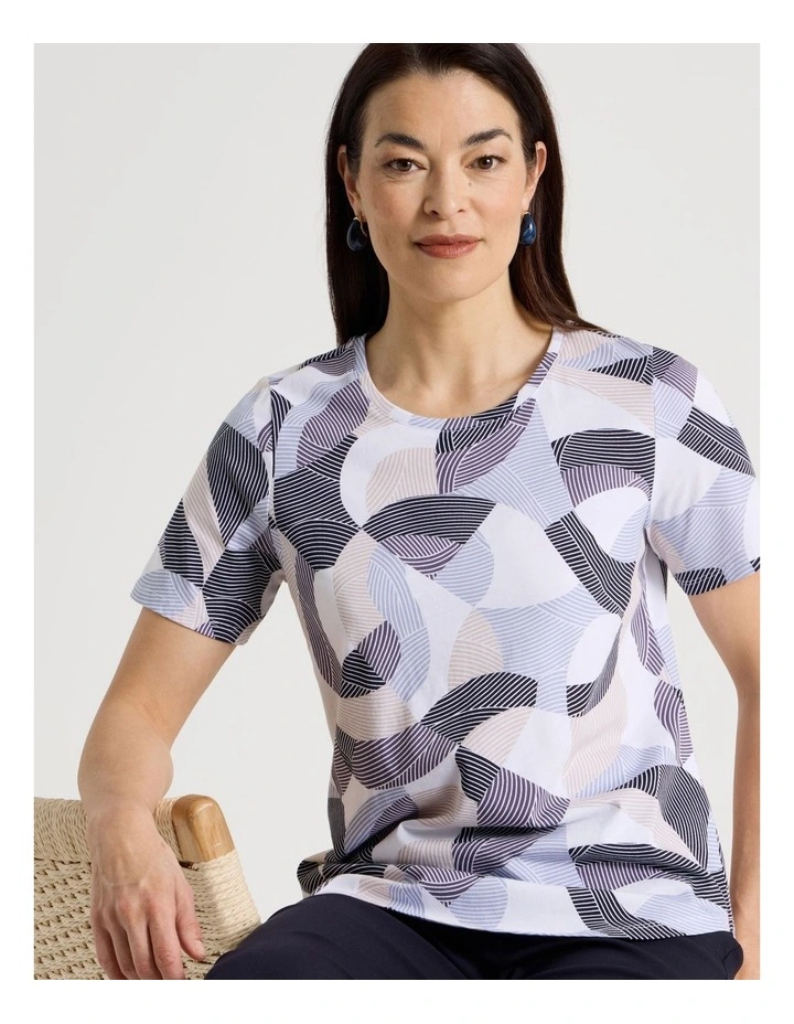 Wardrobe Staple Short Sleeve Tee in Blues/Navy/Stone/White Large Abstract image 3
