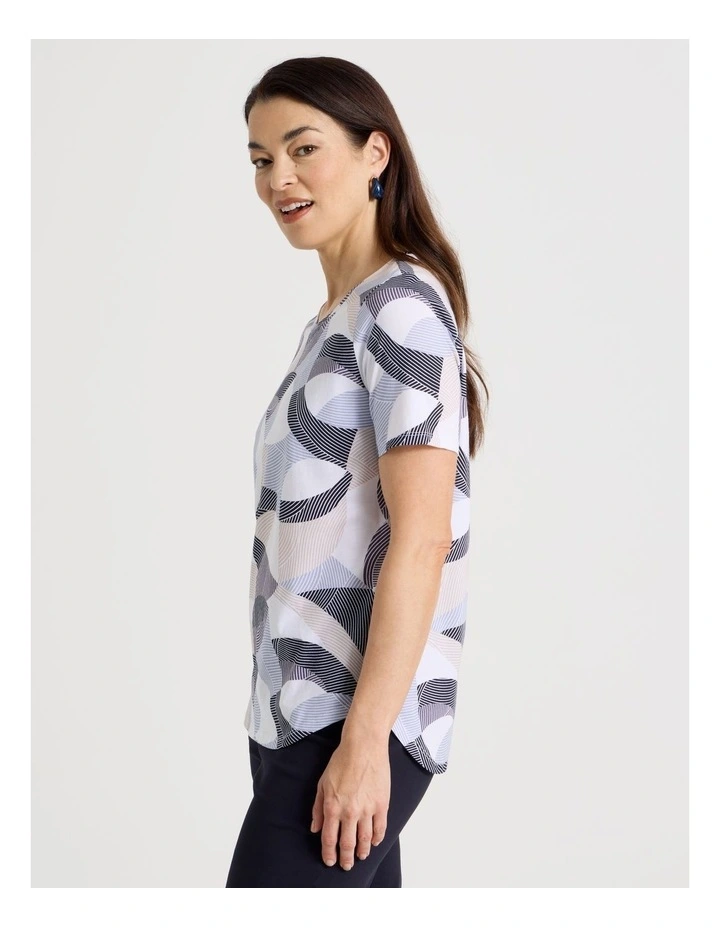 Wardrobe Staple Short Sleeve Tee in Blues/Navy/Stone/White Large Abstract image 4