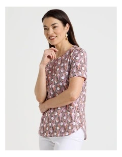 Wardrobe Staple Short Sleeve Tee in Nutmeg/Cantaloupe/White Spot