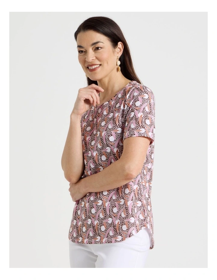Wardrobe Staple Short Sleeve Tee in Nutmeg/Cantaloupe/White Spot image 1