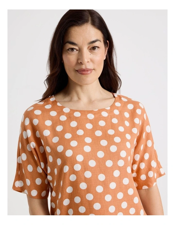 Short Magyar Sleeve Top in Cantaloupe/White Spot image 4
