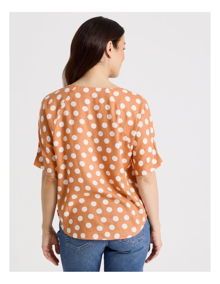 Short Magyar Sleeve Top in Cantaloupe/White Spot image 6