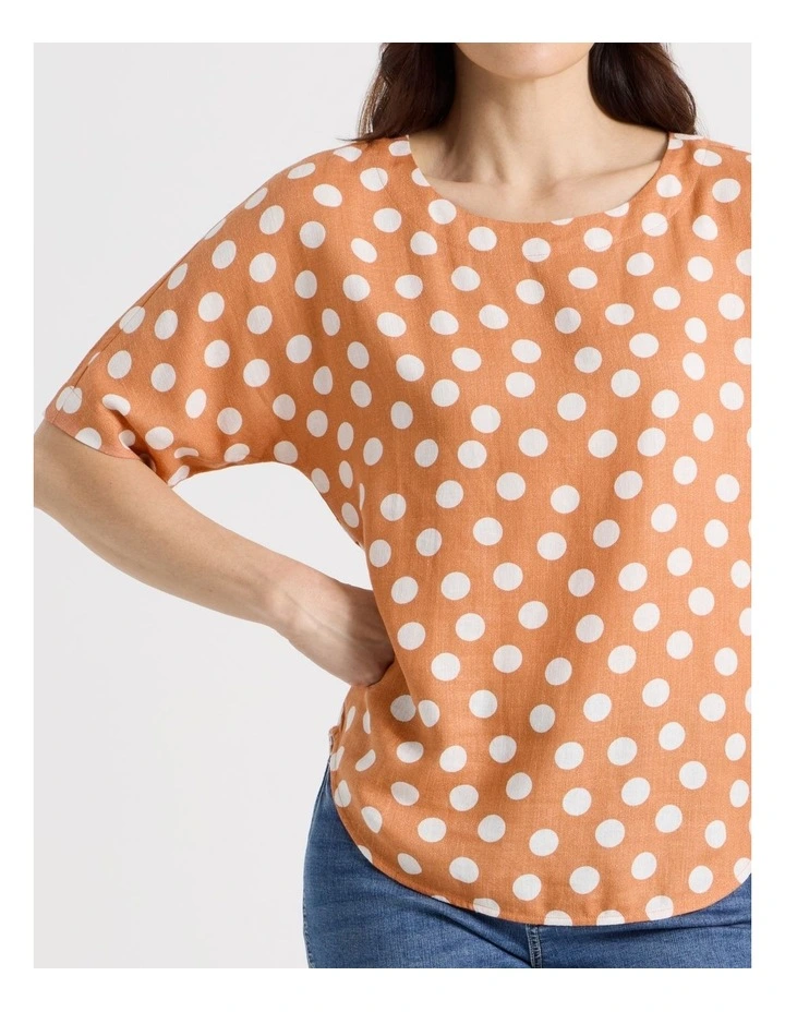 Short Magyar Sleeve Top in Cantaloupe/White Spot image 7