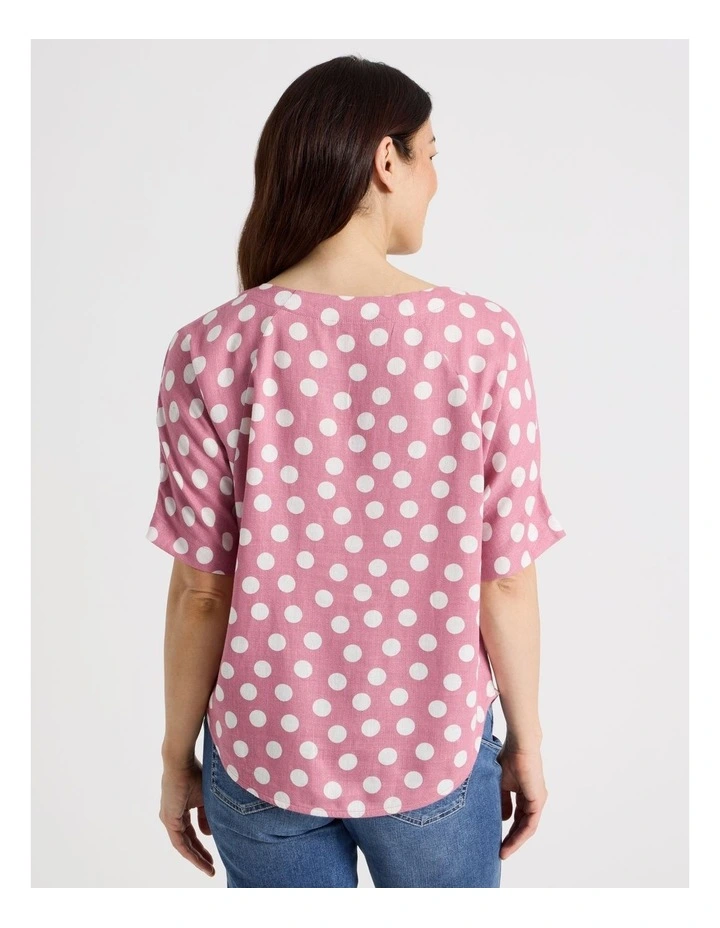 Short Magyar Sleeve Top in Rose/White Spot image 6