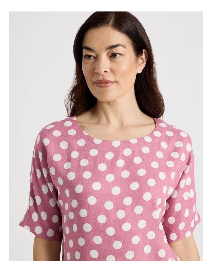 Short Magyar Sleeve Top in Rose/White Spot image 7