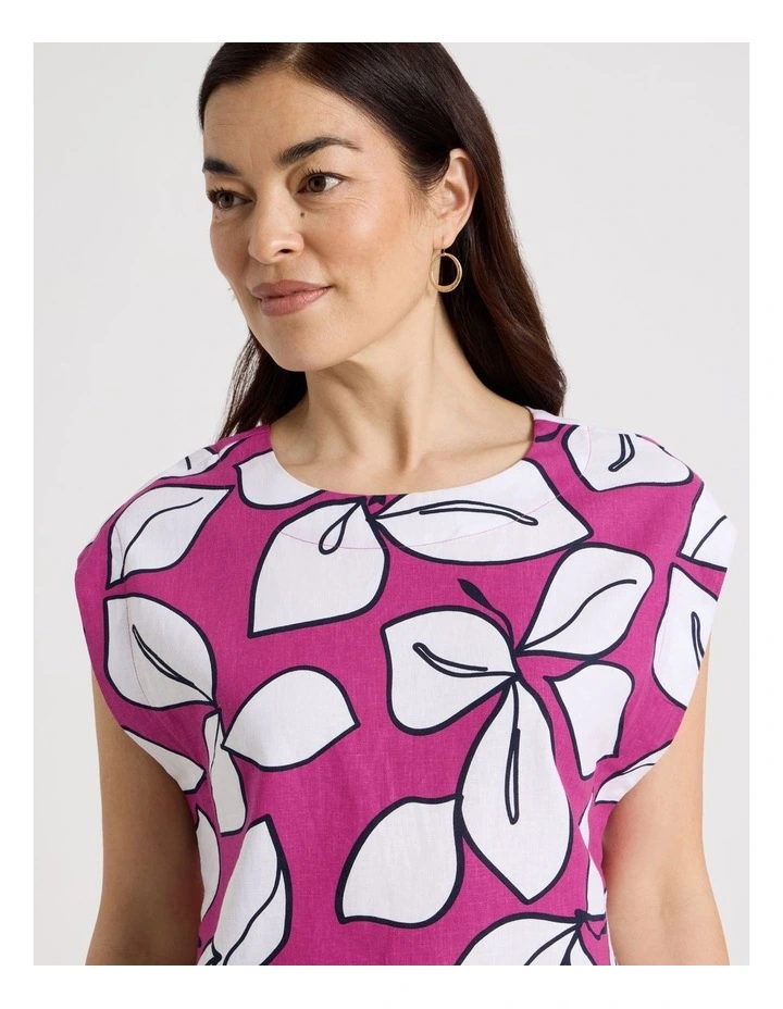Extended Shoulder Sleeveless Top in Navy/Hot Pink/White Large Floral image 4