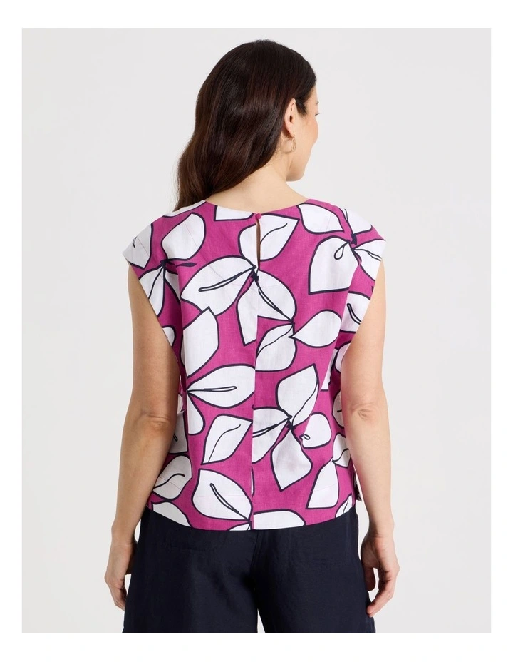 Extended Shoulder Sleeveless Top in Navy/Hot Pink/White Large Floral image 6