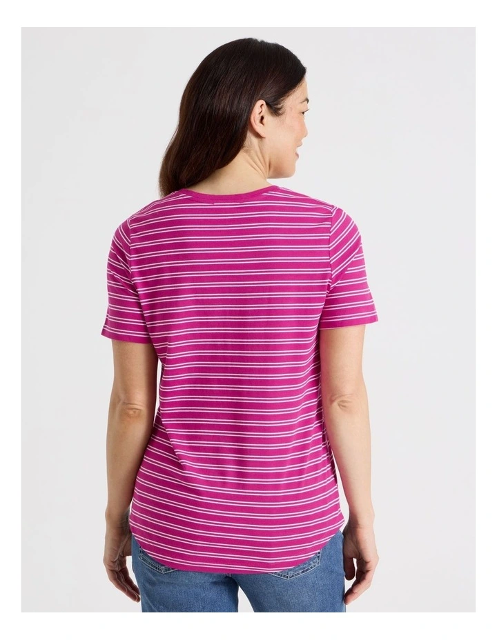 Wardrobe Staple Short Sleeve Tee in Hot Pink/White Stripe image 5