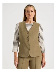 Princess Line Tailored Vest in Camel
