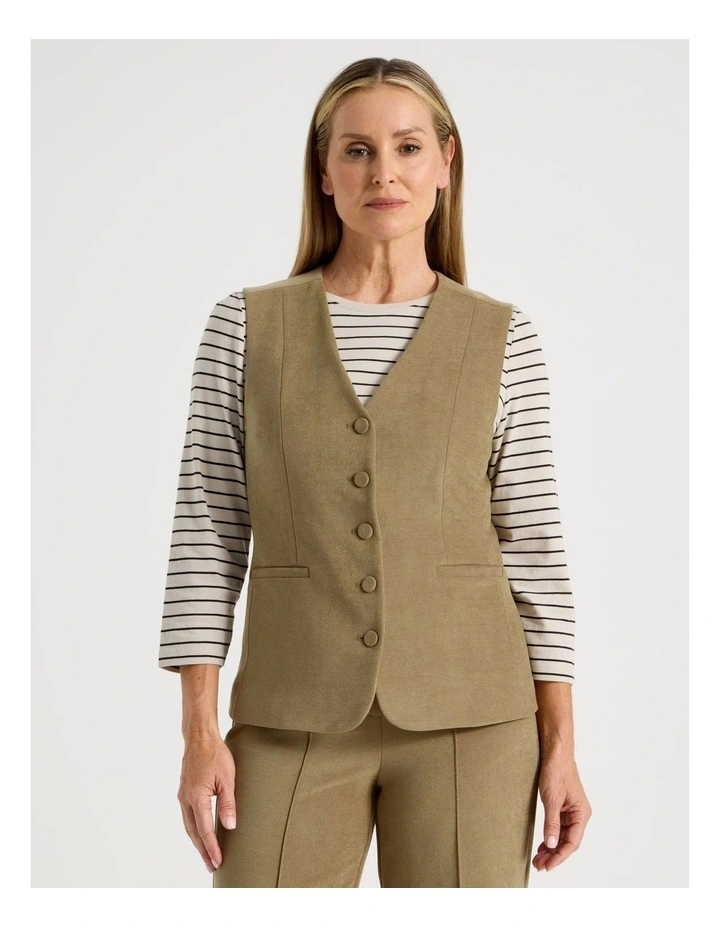 Princess Line Tailored Vest in Camel image 1