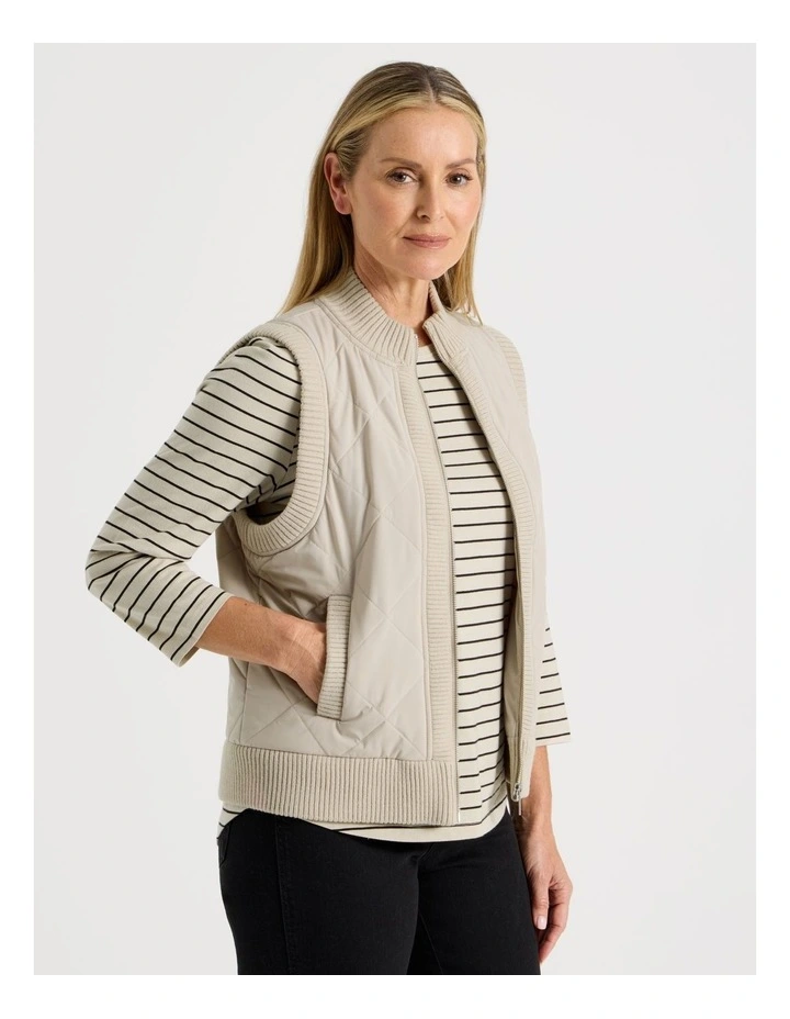 Quilted Vest With Chunky Ribs in Stone image 1