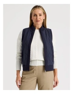 Quilted Vest With Chunky Ribs in Navy