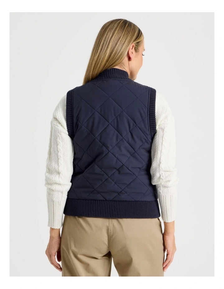 Quilted Vest With Chunky Ribs in Navy image 6