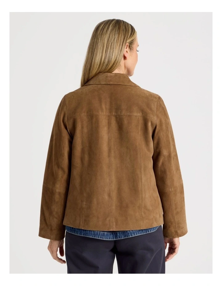Suede Jacket With Yoke And Pockets in Camel image 7