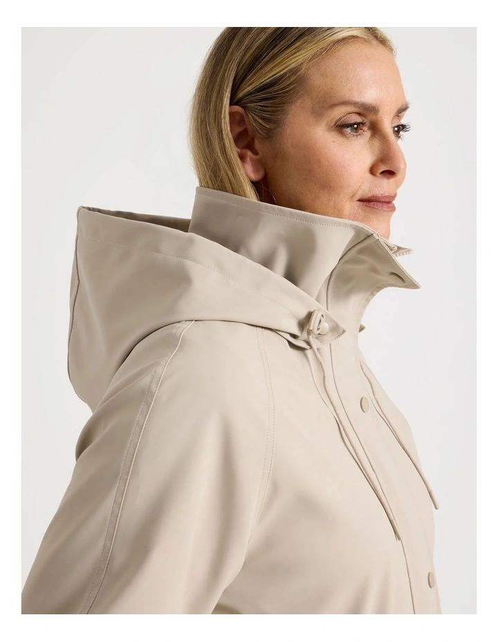 Raglan Sleeve Elastic Waist Rain Jacket in Stone image 3