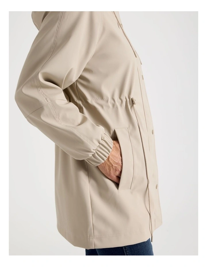 Raglan Sleeve Elastic Waist Rain Jacket in Stone image 6
