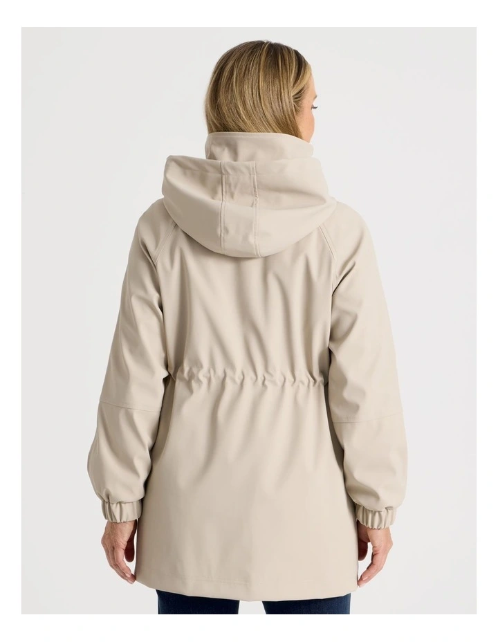 Raglan Sleeve Elastic Waist Rain Jacket in Stone image 6