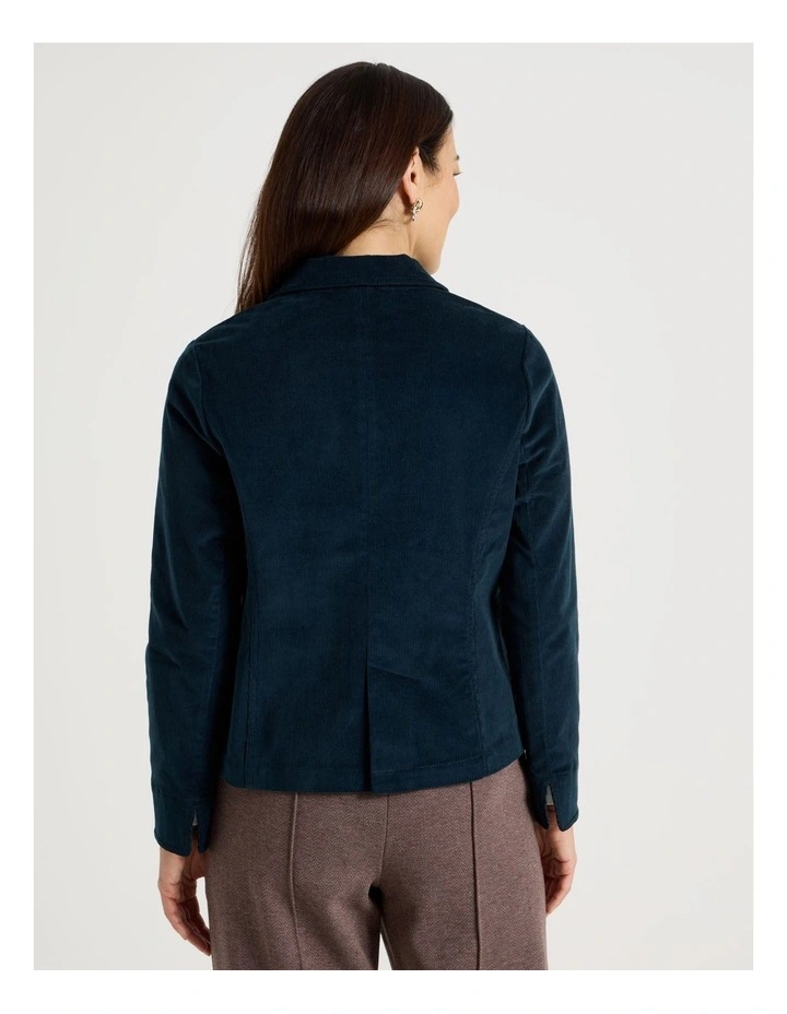 Single Breasted Cord Jacket in Teal image 6