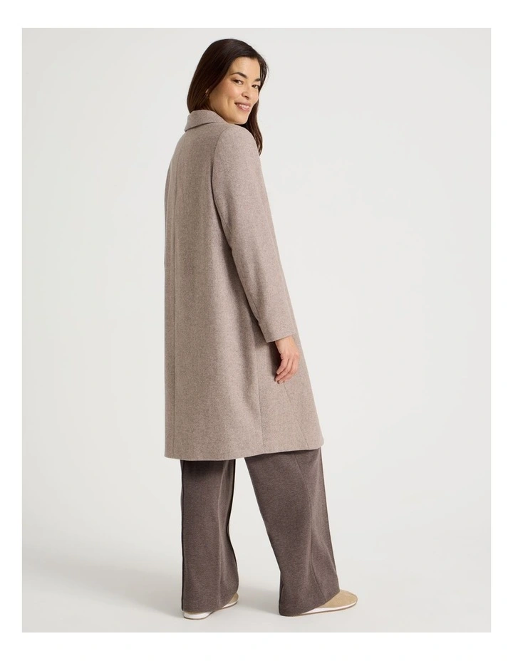 Rever Collar Coat With Diagonal Seams in Latte image 6