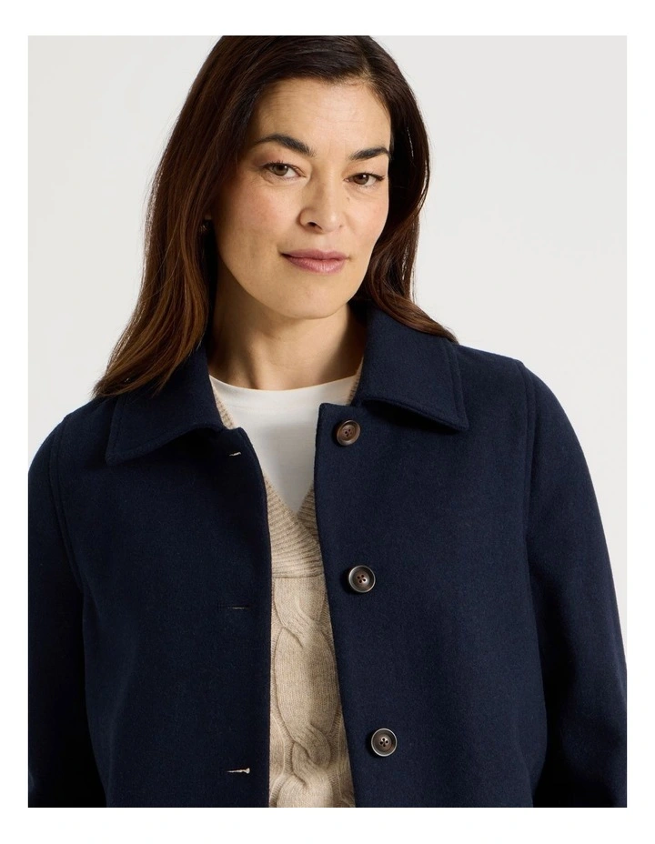 Short Peacoat With Check Lining in Navy image 2
