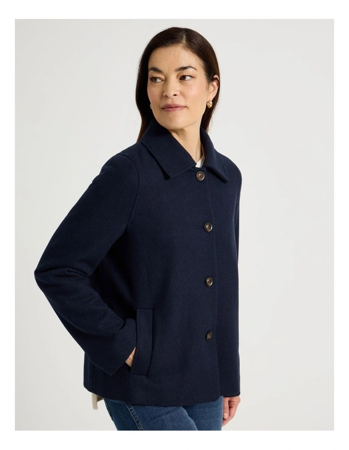 Short Peacoat With Check Lining in Navy image 5