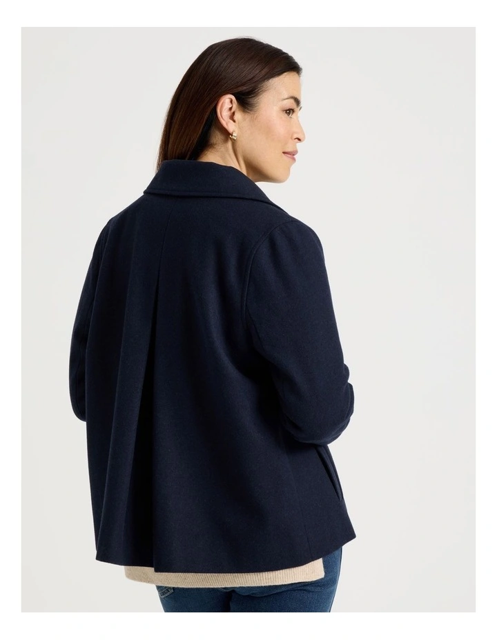 Short Peacoat With Check Lining in Navy image 6