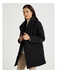 Mid Length Puffer Jacket in Black