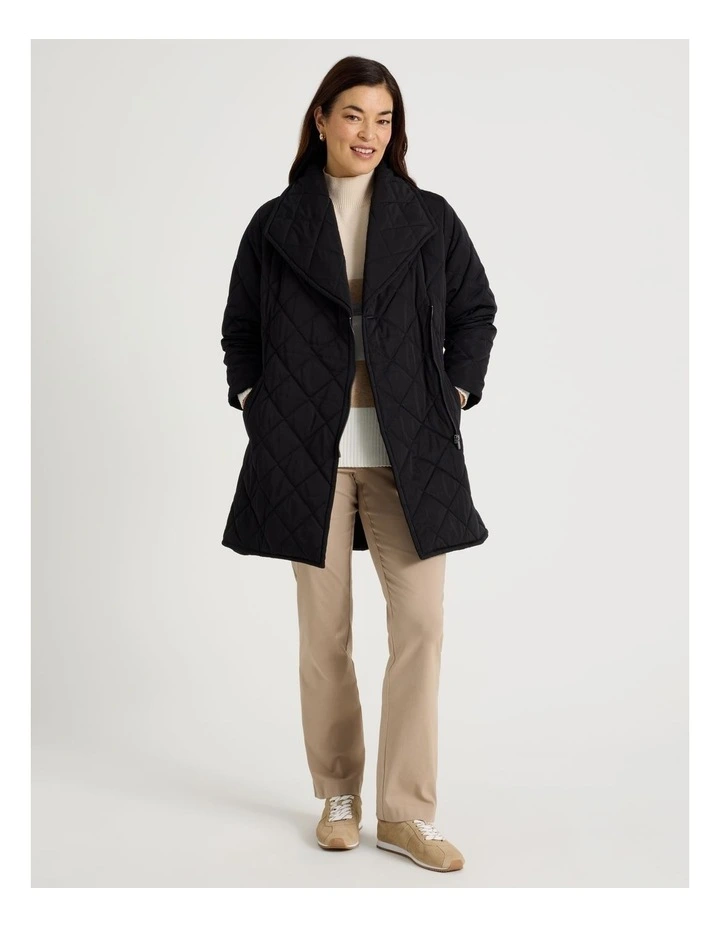 Mid Length Puffer Jacket in Black image 2