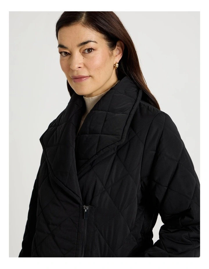 Mid Length Puffer Jacket in Black image 4