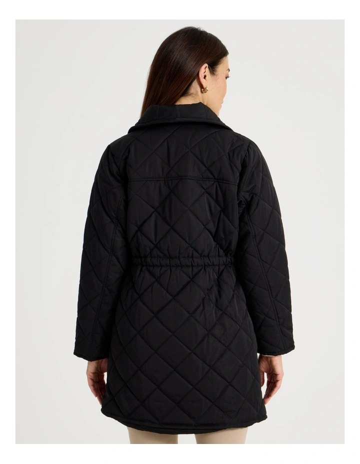 Mid Length Puffer Jacket in Black image 6