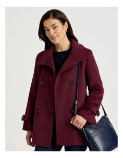 Fully Lined Double Breasted Jacket in Burgundy
