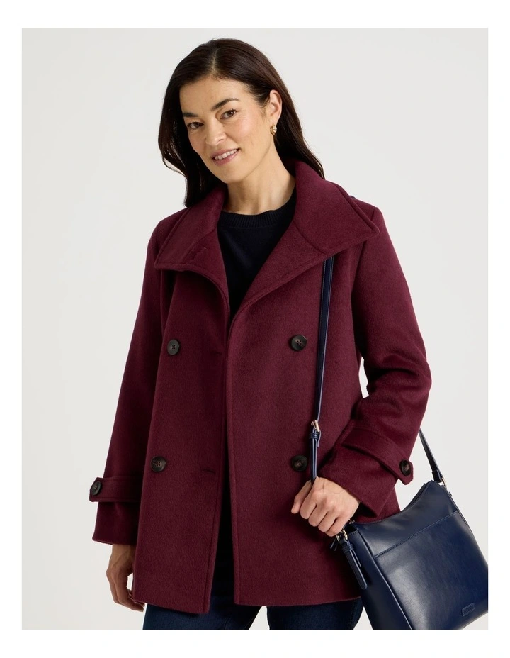 Fully Lined Double Breasted Jacket in Burgundy image 1