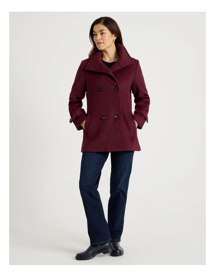 Fully Lined Double Breasted Jacket in Burgundy image 2