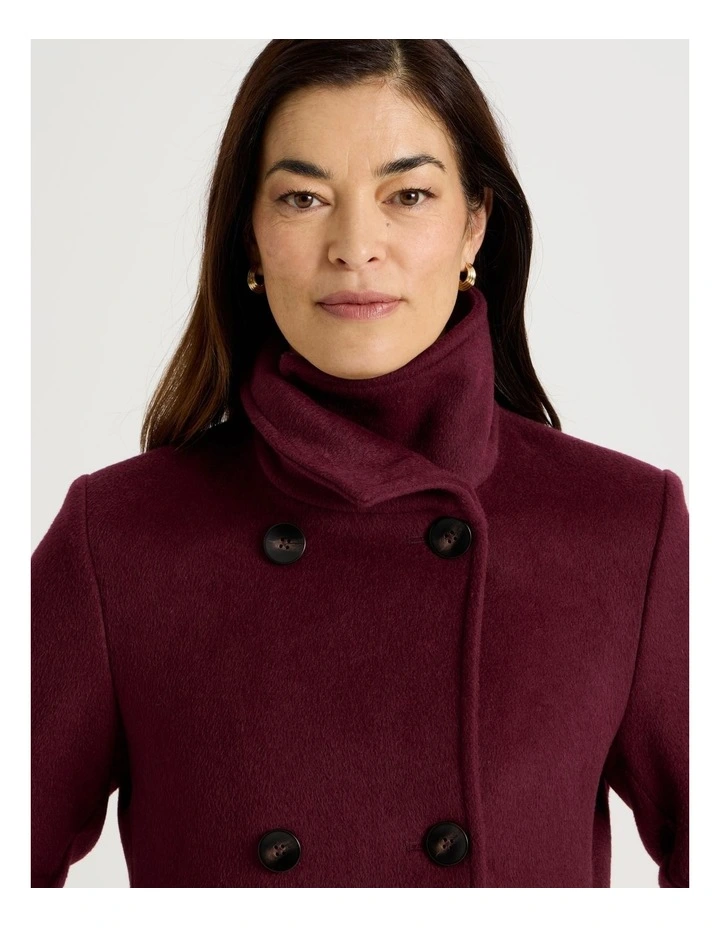 Fully Lined Double Breasted Jacket in Burgundy image 3