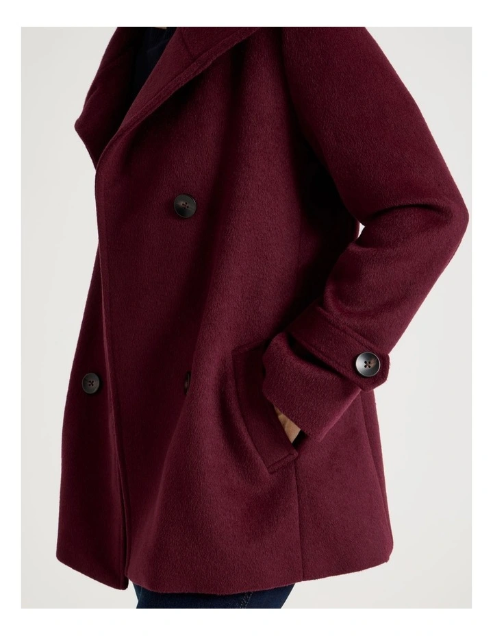 Fully Lined Double Breasted Jacket in Burgundy image 4