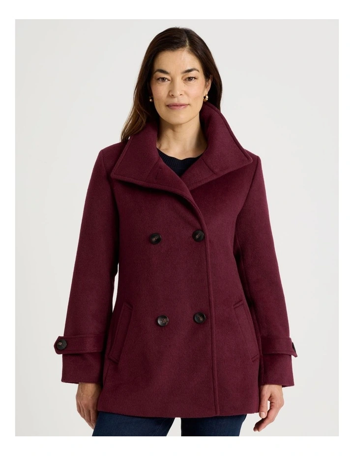 Fully Lined Double Breasted Jacket in Burgundy image 5