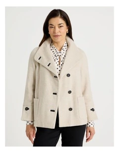 Funnel Neck Short Jacket in Stone