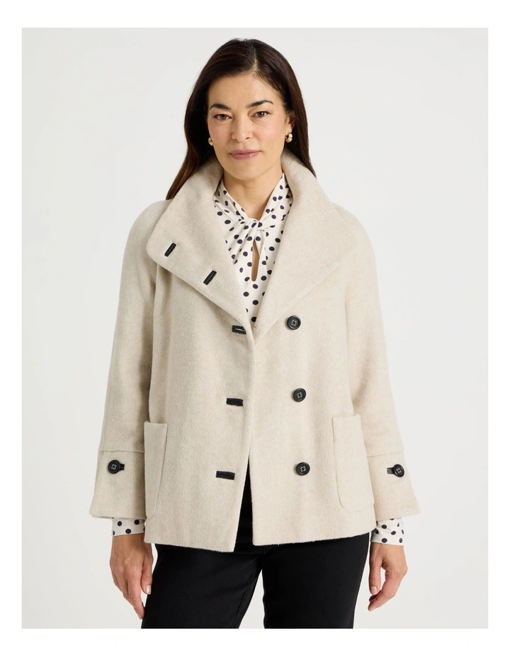 Funnel Neck Short Jacket in Stone image 1