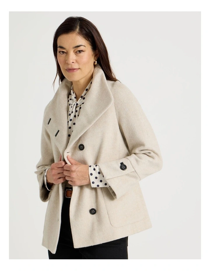 Funnel Neck Short Jacket in Stone image 2