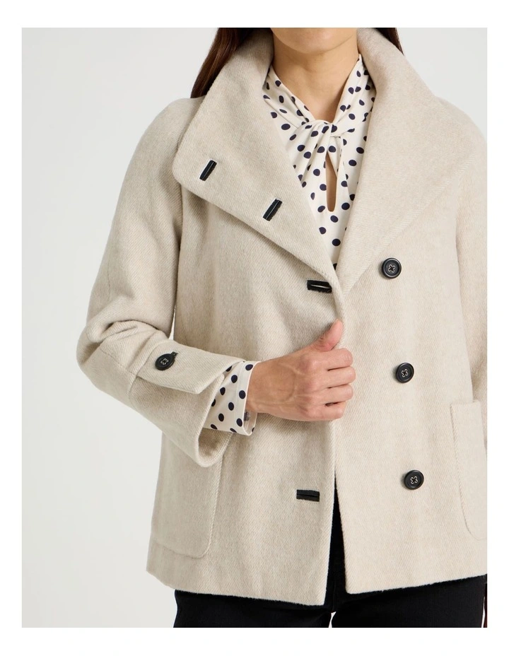 Funnel Neck Short Jacket in Stone image 4