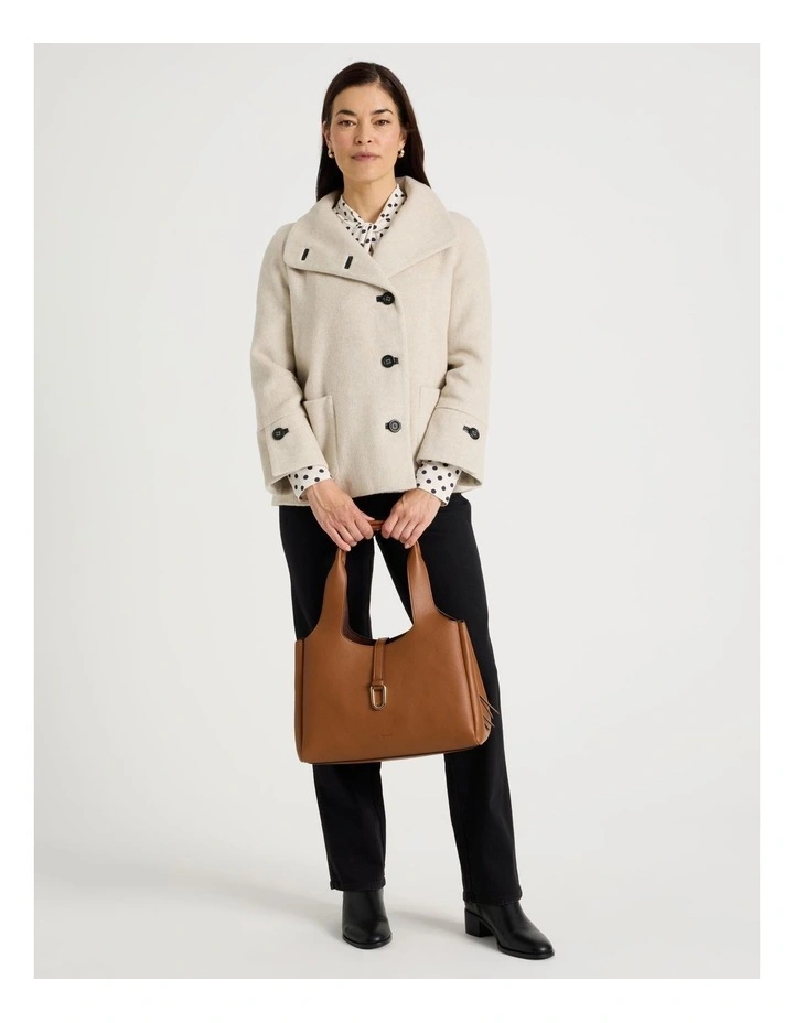 Funnel Neck Short Jacket in Stone image 7