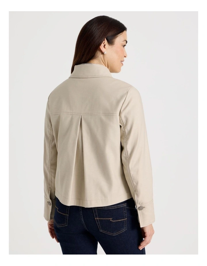 Long Sleeve Short Jacket With Collar in Neutral image 6