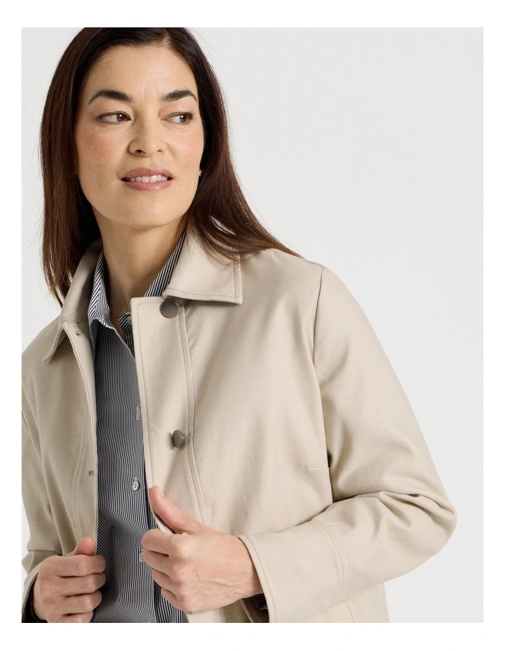 Long Sleeve Short Jacket With Collar in Neutral image 7